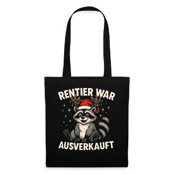 Weihnachten Waschbär Humor Lustig Witzig Xmas  - Stoffbeutel - Schwarz - Vorne
