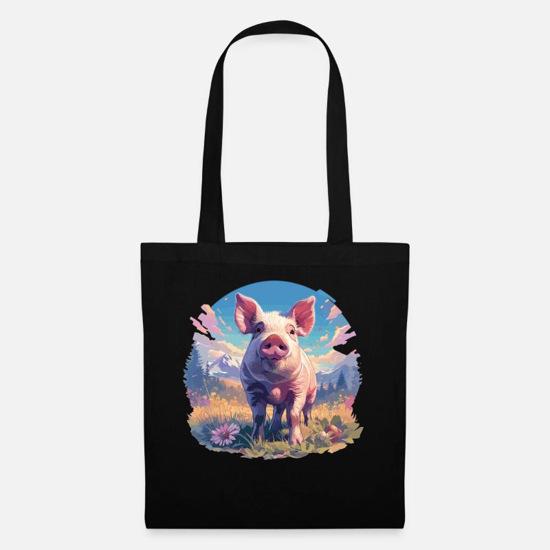 Schweine Schwein - Stoffbeutel - Schwarz