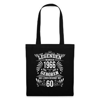 60. Geburtstag Legenden 1966 Vintage Retro Geburts - Stoffbeutel - Schwarz - Vorne