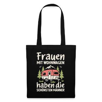 Camping Frauen Wohnwagen Caravan Camper - Stoffbeutel - Schwarz - Vorne