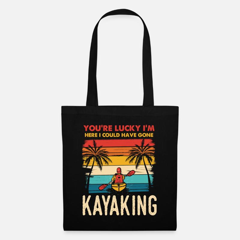 Kayaking am Strand Retro Sonnenuntergang - Stoffbeutel - Schwarz