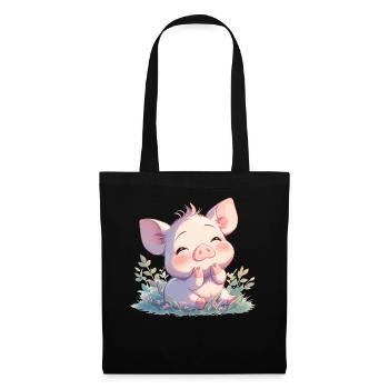 Schweine Schwein - Stoffbeutel - Schwarz - Vorne