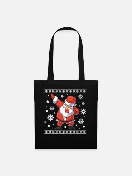 Hässlicher Weihnachts-Dab-Pullover Weihnachtsmann Tanz Lustig - Stoffbeutel - Schwarz