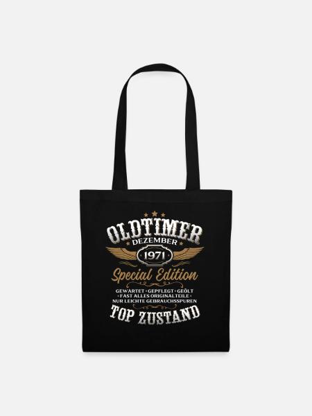 55. Geburtstag Geschenk Oldtimer Dezember 1971 - Stoffbeutel - Schwarz