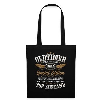40. Geburtstag Geschenk Oldtimer Dezember 1985 - Stoffbeutel - Schwarz - Vorne