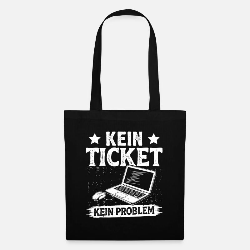 Ordinateur de nerd PAS DE TICKET PAS DE PROBLÈME DRÔLE - Sac en tissu - noir