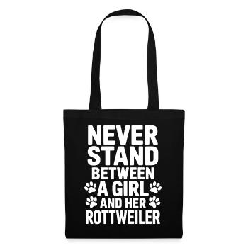 Rottweiler Spruch Mädchen Fun Rottweiler Geschenk - Stoffbeutel - Schwarz - Vorne