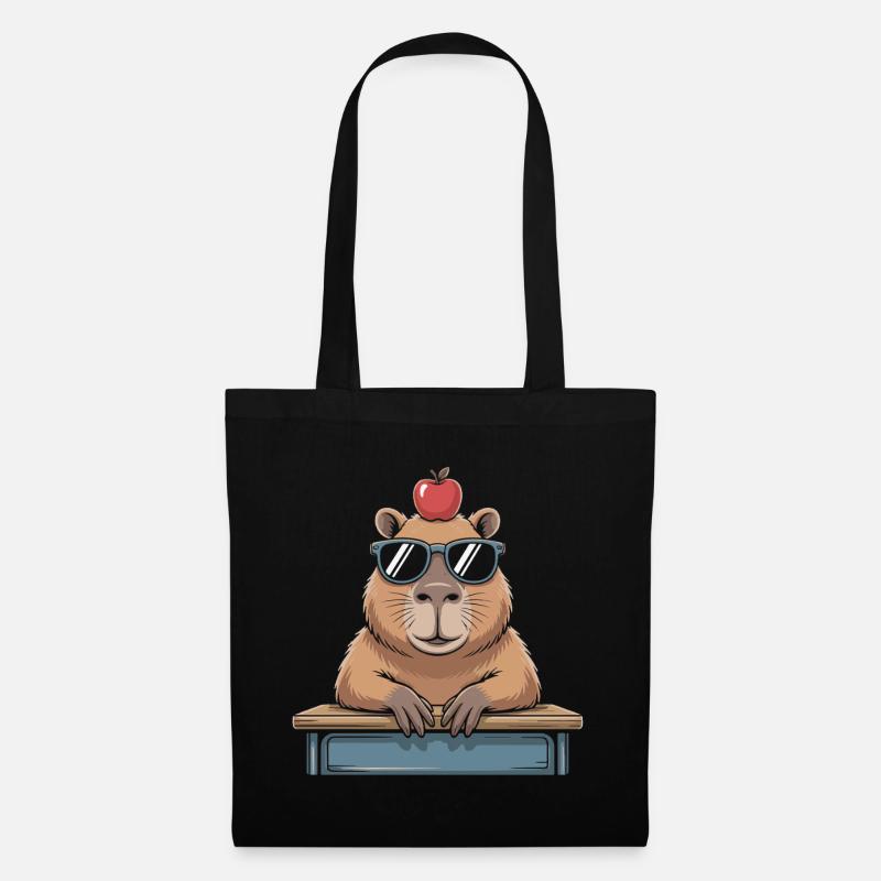 Süßes Capybara - Stoffbeutel - Schwarz