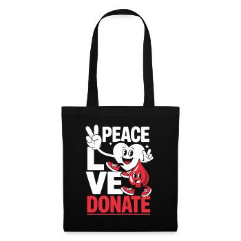 Peace Love Donate Blutspender Blutspende - Stoffbeutel - Schwarz - Vorne