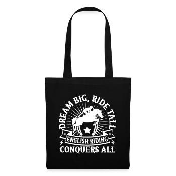 Hobby Horse Rider RIde Conquers all English Riding - Stoffbeutel - Schwarz - Vorne