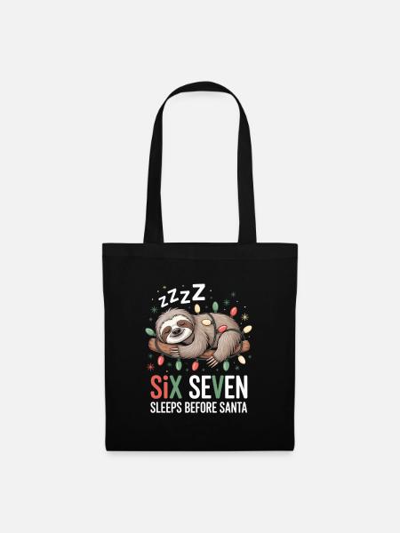 Sleeping sloth with fairy lights - Tote Bag - black