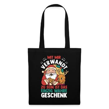 Weihnachtsmann Weihnachtszeit Weihnachts - Stoffbeutel - Schwarz - Vorne
