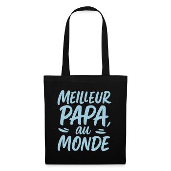 Meilleur Papa du Monde (franz.)– Brush Lettering - Stoffbeutel - Schwarz - Vorne