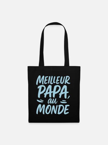 Meilleur Papa du Monde (franz.)– Brush Lettering - Stoffbeutel - Schwarz