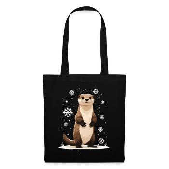 Winter otter with snowflakes - Tote Bag - black - Front