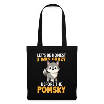 Pomsky Hundegeschirr Hundeleckerlis Pomsky ausgestopft - Stoffbeutel - Schwarz - Vorne
