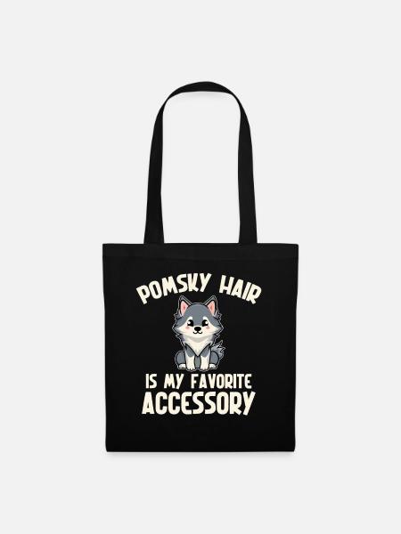 Pomsky Stofftier-Hundezubehör Hundegeschirr - Stoffbeutel - Schwarz