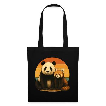 Panda Roter Panda Retro Tierfreunde - Stoffbeutel - Schwarz - Vorne