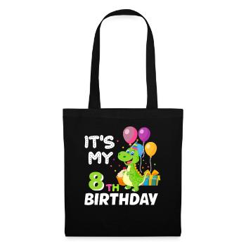 8e anniversaire Garçon Fille Dinosaure Huit ans - Sac en tissu - noir - Devant