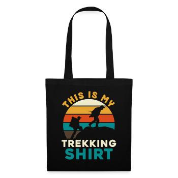 Trekkingshirt mit Sunset Silhouetten - Stoffbeutel - Schwarz - Vorne