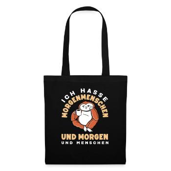 Je déteste les gens du matin, le café, la paresse, - Sac en tissu - noir - Devant