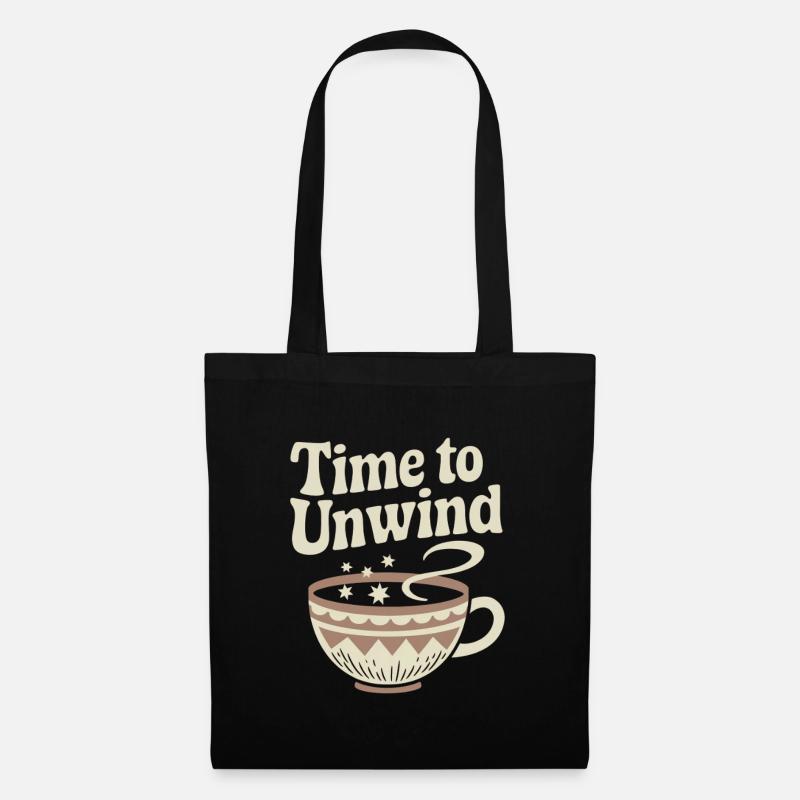 Time to Unwind – Vintage Teetasse - Stoffbeutel - Schwarz