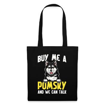 Pomsky-Hundebesitzer Papa Pomsky belohnt Hundegeschirr - Stoffbeutel - Schwarz - Vorne