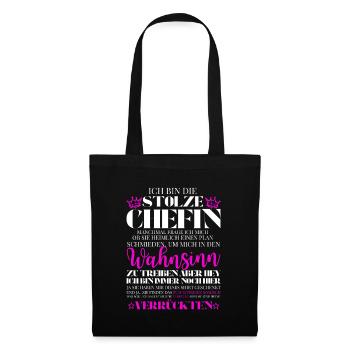 Chefin des verrückten Haufens - Witzig Büro Spruch - Sac en tissu - noir - Devant