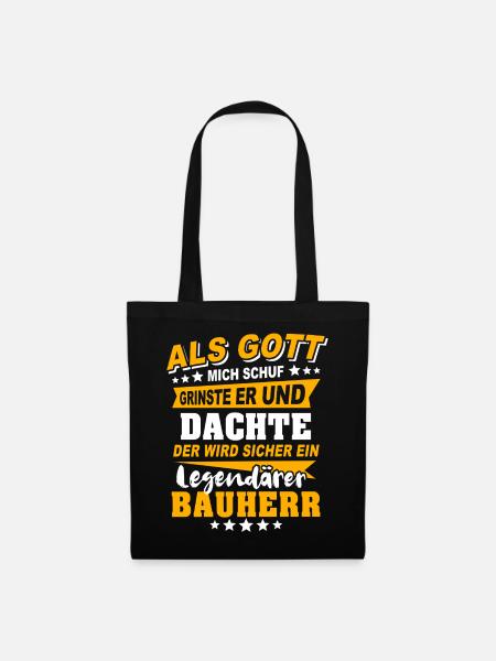 Bauherr Sprüche - Stoffbeutel - Schwarz