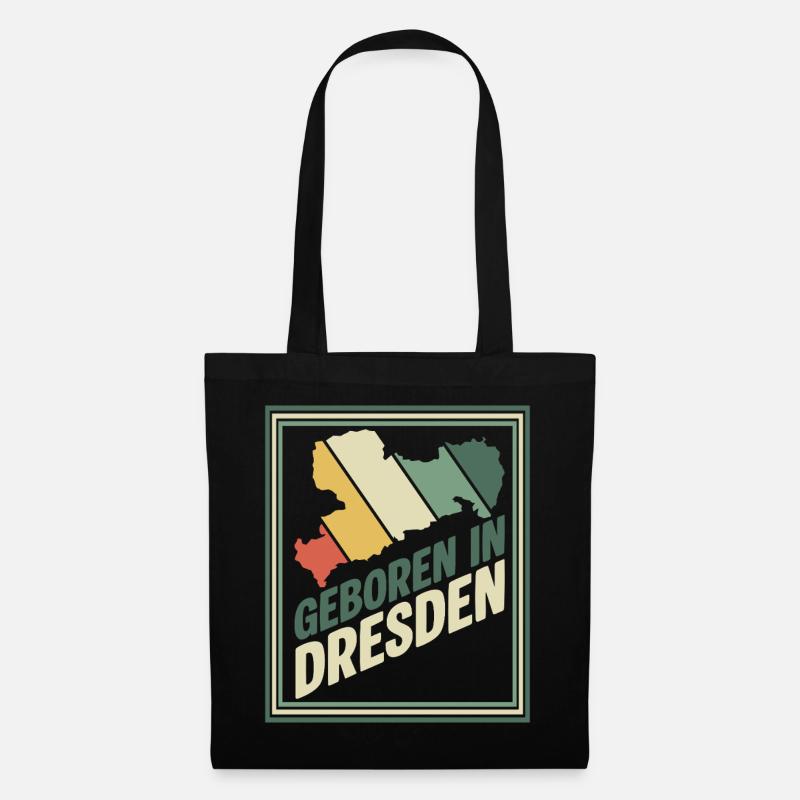 Geboren in Dresden Retro - Stoffbeutel - Schwarz