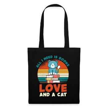 Love for books and cats - Tote Bag - black - Front