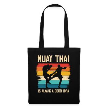 Muay Thai Retro Fight Vibe - Stoffbeutel - Schwarz - Vorne