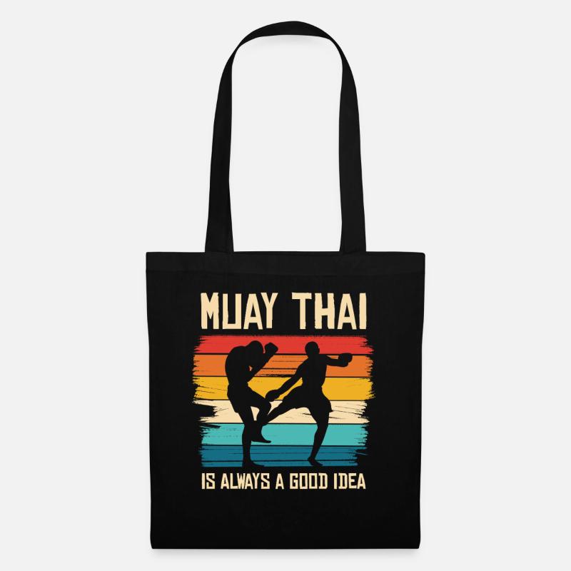 Vibe de combat rétro Muay Thai - Sac en tissu - noir