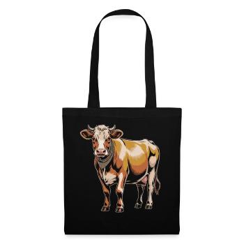 Cow with Bandana – Rustic Illustration - Tote Bag - black - Front