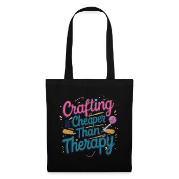 Crafting ist billiger als Therapie - Stoffbeutel - Schwarz - Vorne