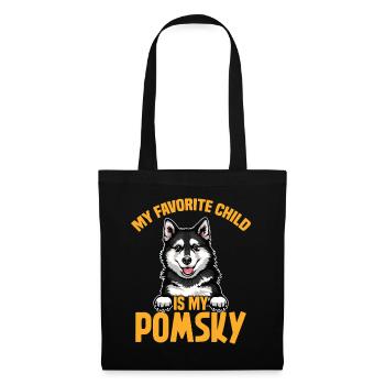 Pomsky-Mama Kuscheltier-Pomsky-Besitzerin und Hundeliebhaber - Stoffbeutel - Schwarz - Vorne
