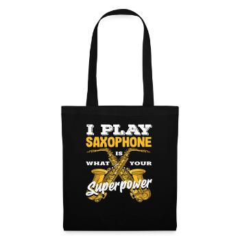 Jazz Je joue du saxophone Instrument de musique superpuissant - Sac en tissu - noir - Devant