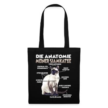 Siamkatzen Geschenk  Katzenbesitzer Geschenkidee - Stoffbeutel - Schwarz - Vorne