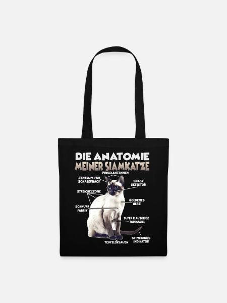 Siamkatzen Geschenk  Katzenbesitzer Geschenkidee - Stoffbeutel - Schwarz