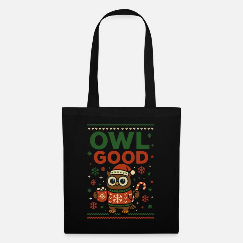 Owl Good Lustige Weihnachts Eule Ugly - Stoffbeutel - Schwarz