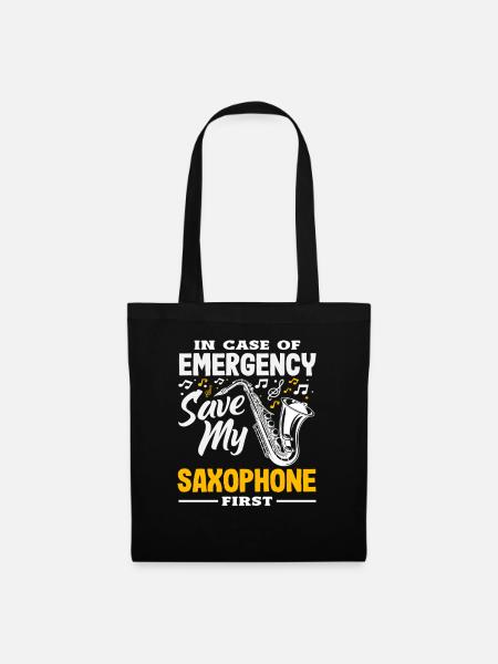 Emergency Save My Saxophone First Funny - Stoffbeutel - Schwarz