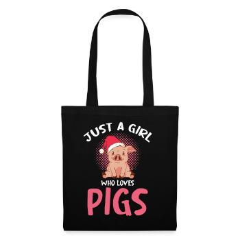 Juste une fille qui aime les cochons – Cochon de Noël - Sac en tissu - noir - Devant
