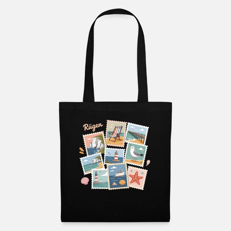 Rügen Küsten Postkarten-Design Ostsee - Stoffbeutel - Schwarz