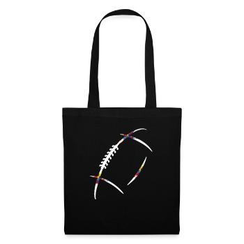 ballon de rugby éclat de couleurs  - Sac en tissu - noir - Devant