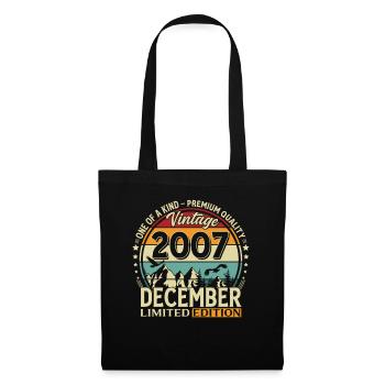 18. Geburtstag Vintage Dezember Jahrgang 2007 - Stoffbeutel - Schwarz - Vorne