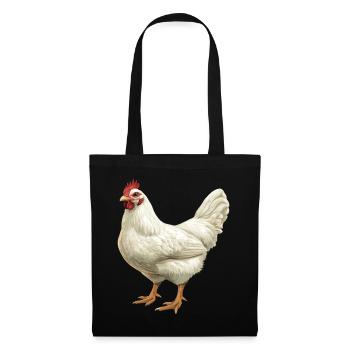 White Chicken Motif Illustration - Tote Bag - black - Front