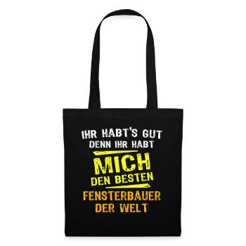 Fensterbauer Geschenk - Stoffbeutel - Schwarz - Vorne