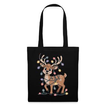 Lichterrentier Weihnachtsspaß - Stoffbeutel - Schwarz - Vorne
