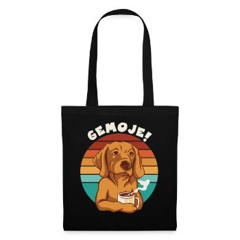 GEMOJE Hessischer Spruch Hund Kaffee Gassi - Stoffbeutel - Schwarz - Vorne