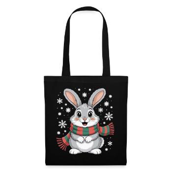 Lapin d’hiver avec écharpe - Sac en tissu - noir - Devant